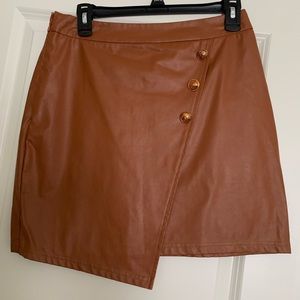 SHEIN mini skirt, tan with gold buttons, size m